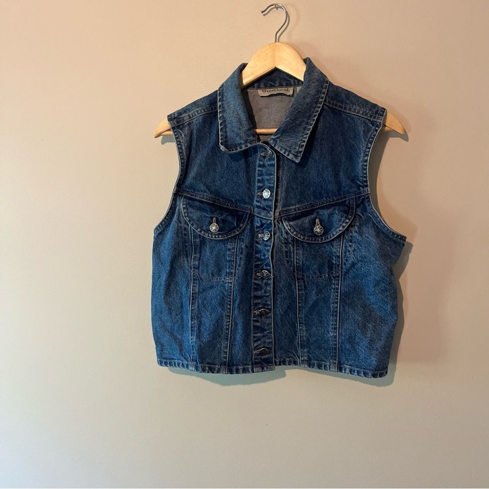 Vintage 90’s Denim Grunge Sleeveless Jean Jacket Vest Greatland Size Medium